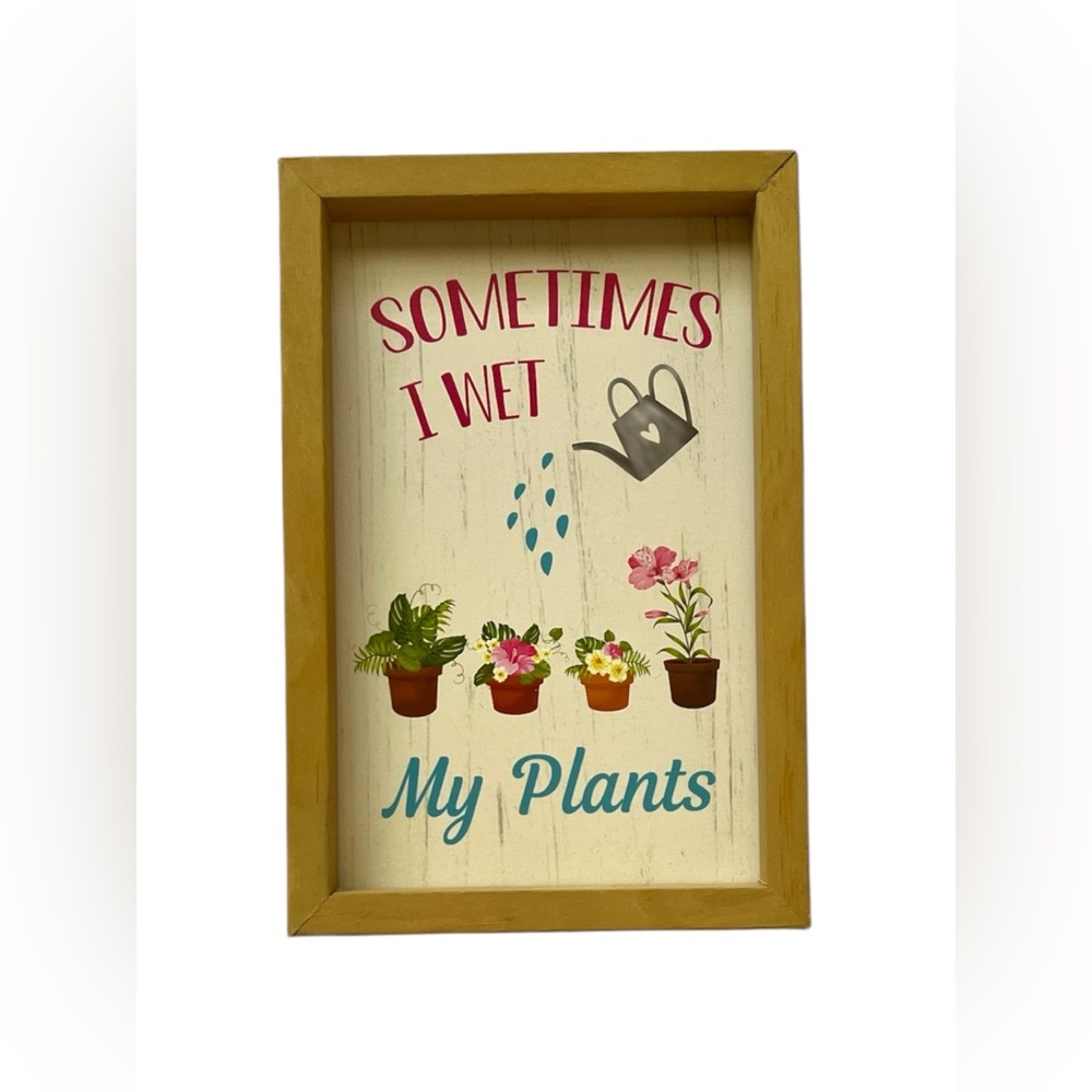 Funny Plant Decor Art Wooden Frame 2 sided 9x6in